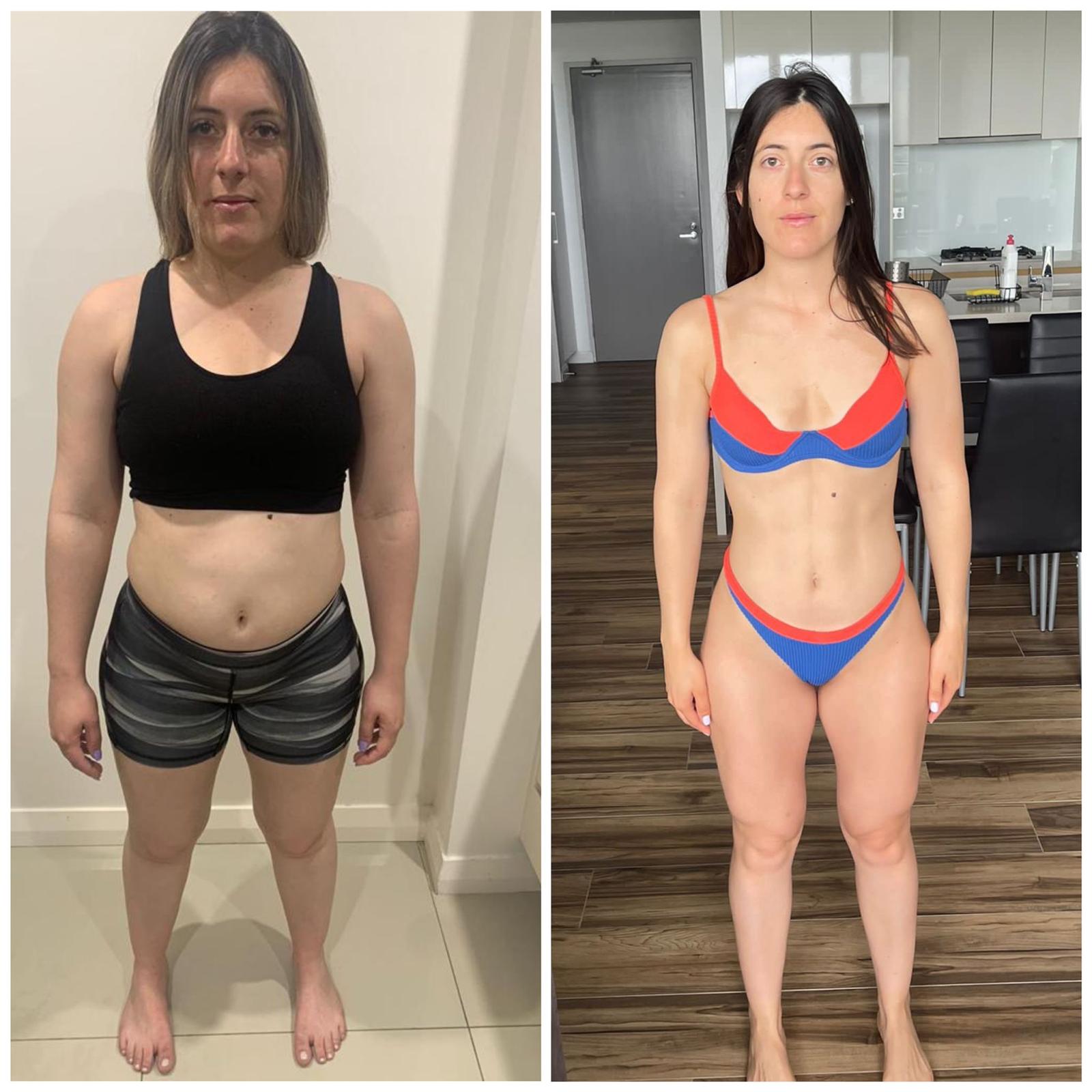 Comparativo de transformação de Larissa Reis, antes e depois