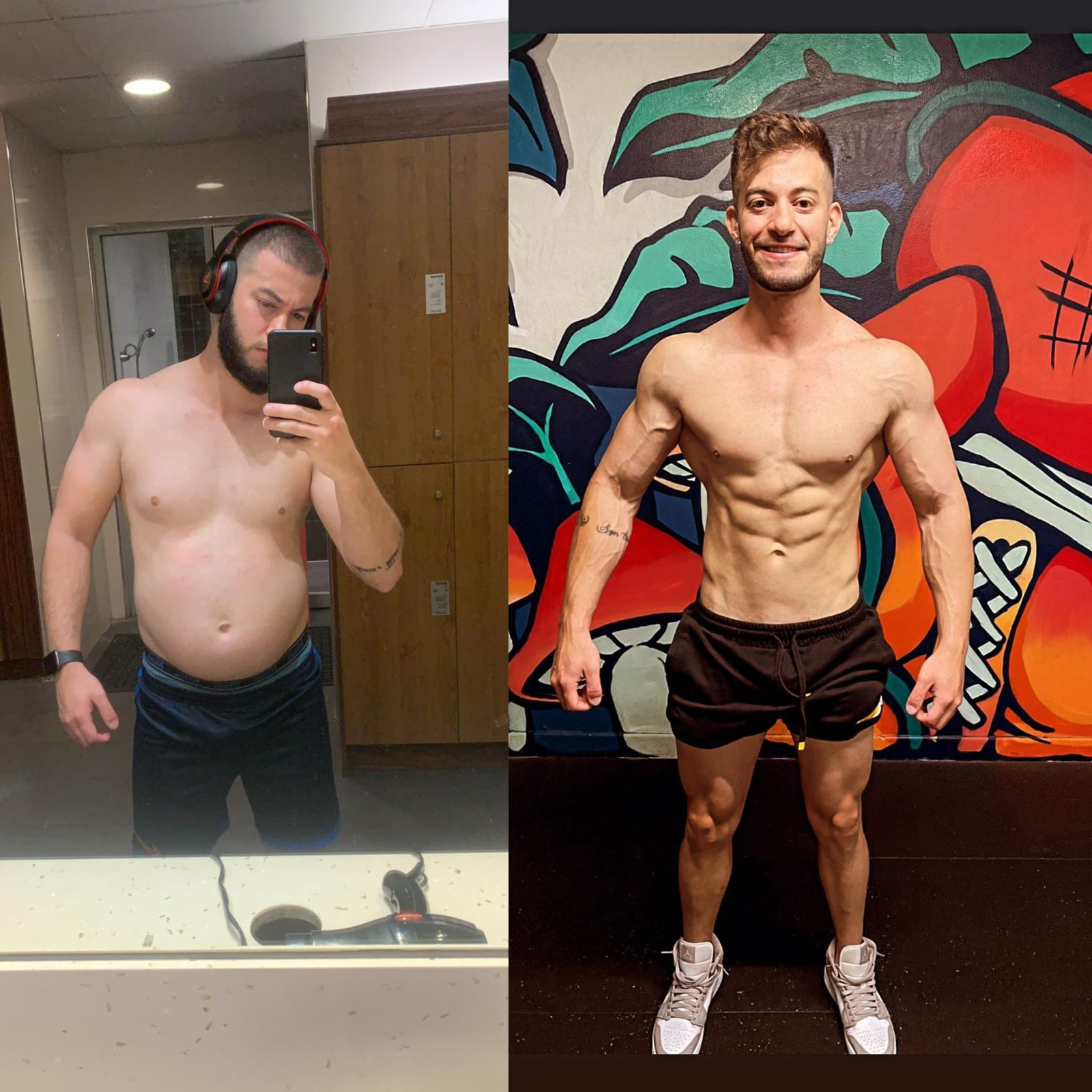 Comparativo de transformação de Leonardo Silva, antes e depois